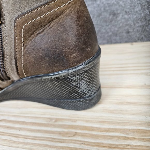 Keen Women Boot Wedge Zip Bootie Size 7.5 Brown Ankle Chukka Pre Owned - Picture 11 of 14